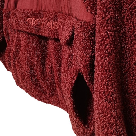 Adidas Originals Women's Burgundy Sherpa Fleece Half Zip Pullover Size M - Picture 5 of 10